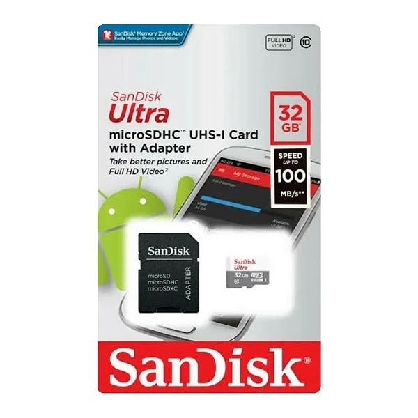 Cartão Memória Sandisk Ultra 32gb 100mb/s Classe 10 Micros