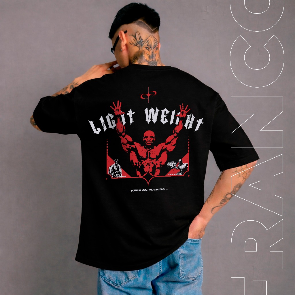 Camiseta Oversized Academia Light Weight Ronnie Coleman Bodybuilding 100% Algodão Streetwear Unissex