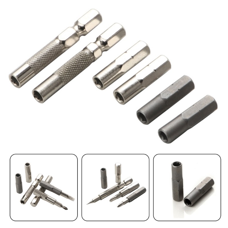 2Pcs Socket Adapter 6.35mm to 4mm Bit 1/4Inch Screwdriver Bit Adapter