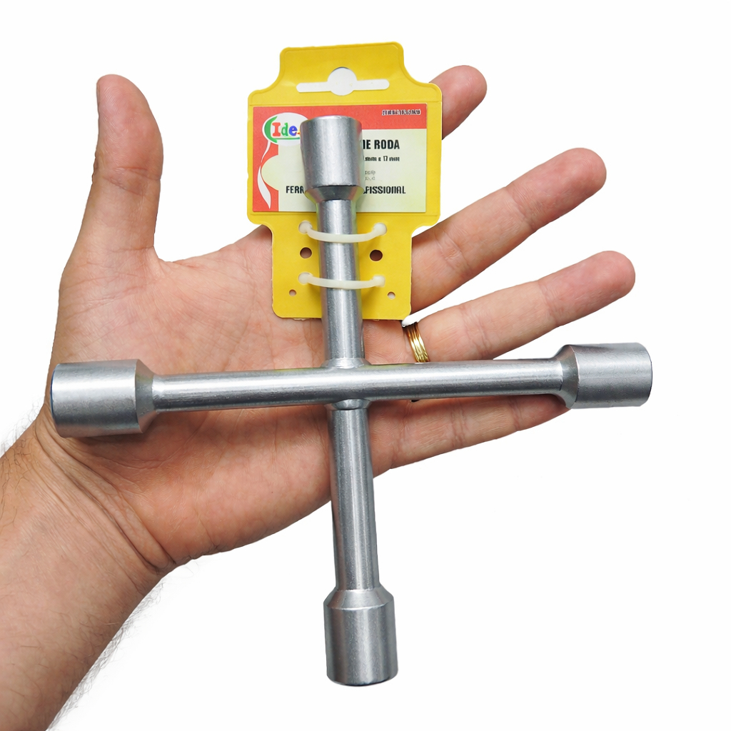 Chave de Roda Cruz Mini 4 Bocas Reforçadas 12 13 14 17mm