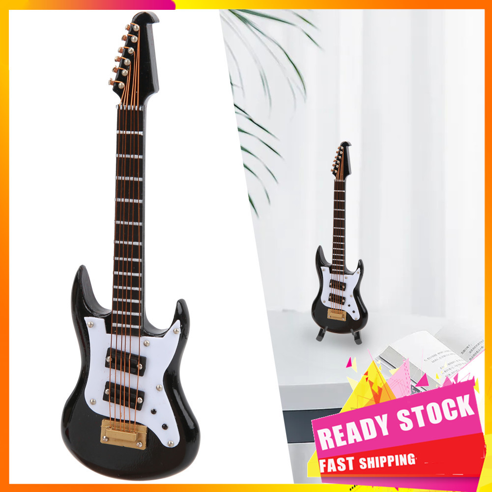 Gfgfgfgg Ornamentos de guitarra elétrica Modelo requintado Material de madeira e plástico Mini instrumento musical