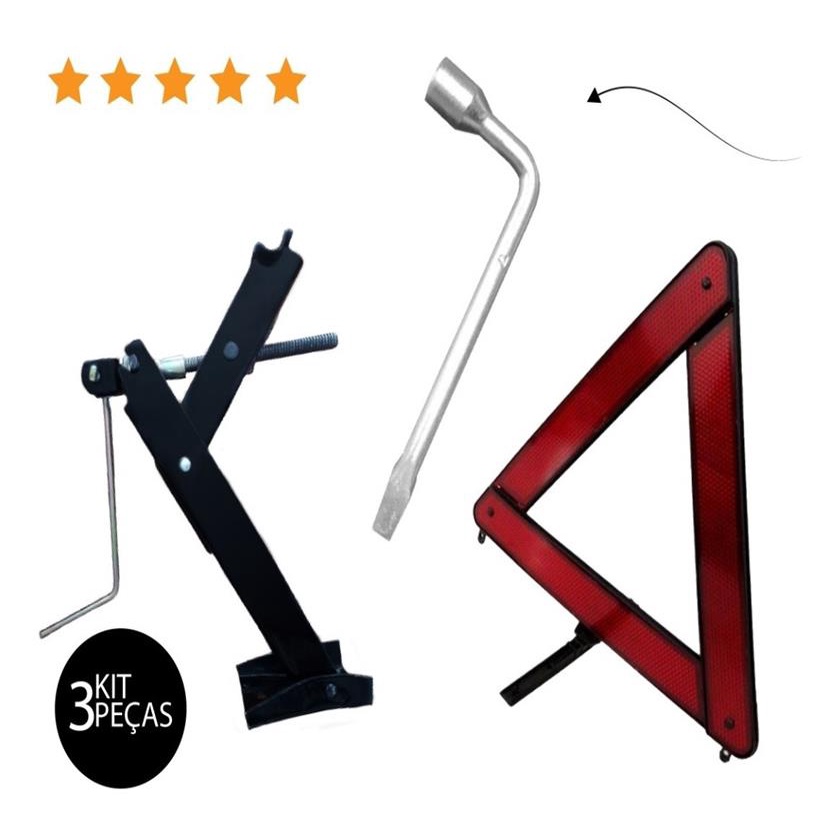Macaco Chave De Roda 21mm Triangulo De Seguranca Carro Hyundai Hb20 i30 Veloster Elantra Pronta Entrega