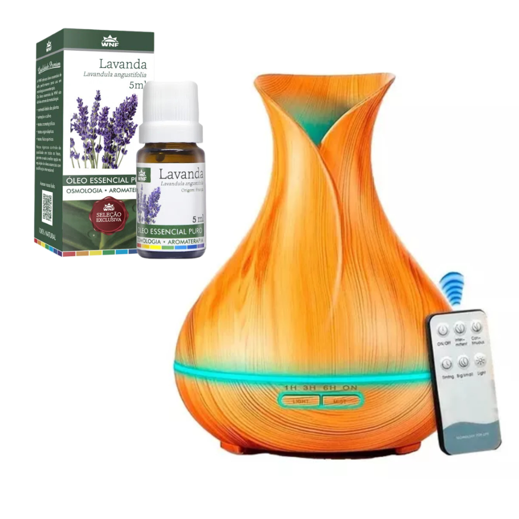Difusor Ultrassônico De Óleos + Óleo Essencial Lavanda 5ml