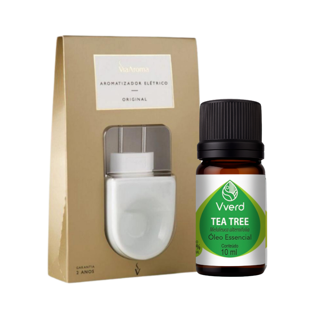 Kit Aromatizador Elétrico Via Aroma + Óleo Essencial Tea Tree Vverd 10ml