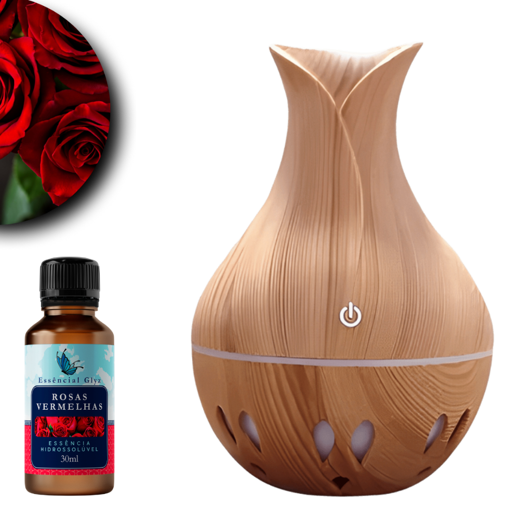 Kit Umidificador de Ambiente Ultrassonico Aromaterapia + Essência 30ml | Transforme Seu Ambiente com Aromas de Qualidade