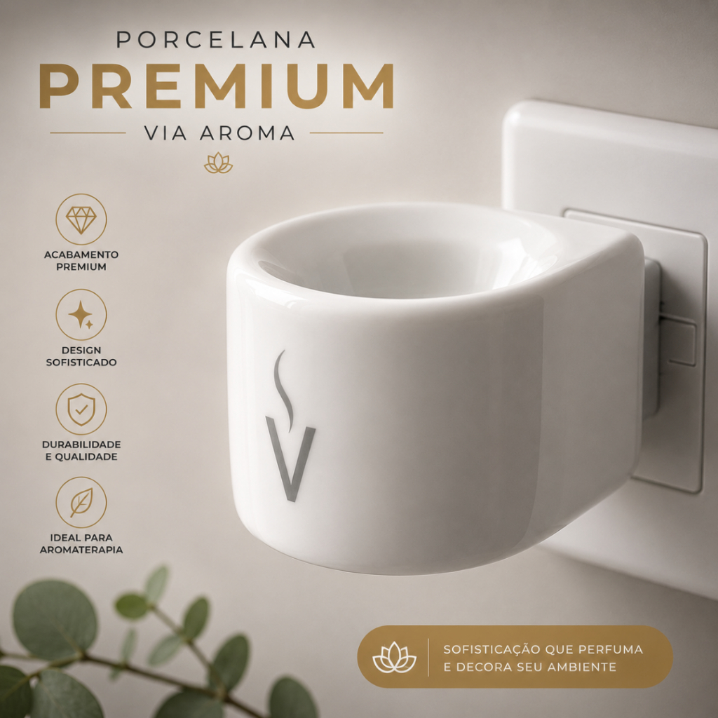 Aromatizador Difusor Elétrico Via Aroma - Porcelana Essência Óleo Essencial