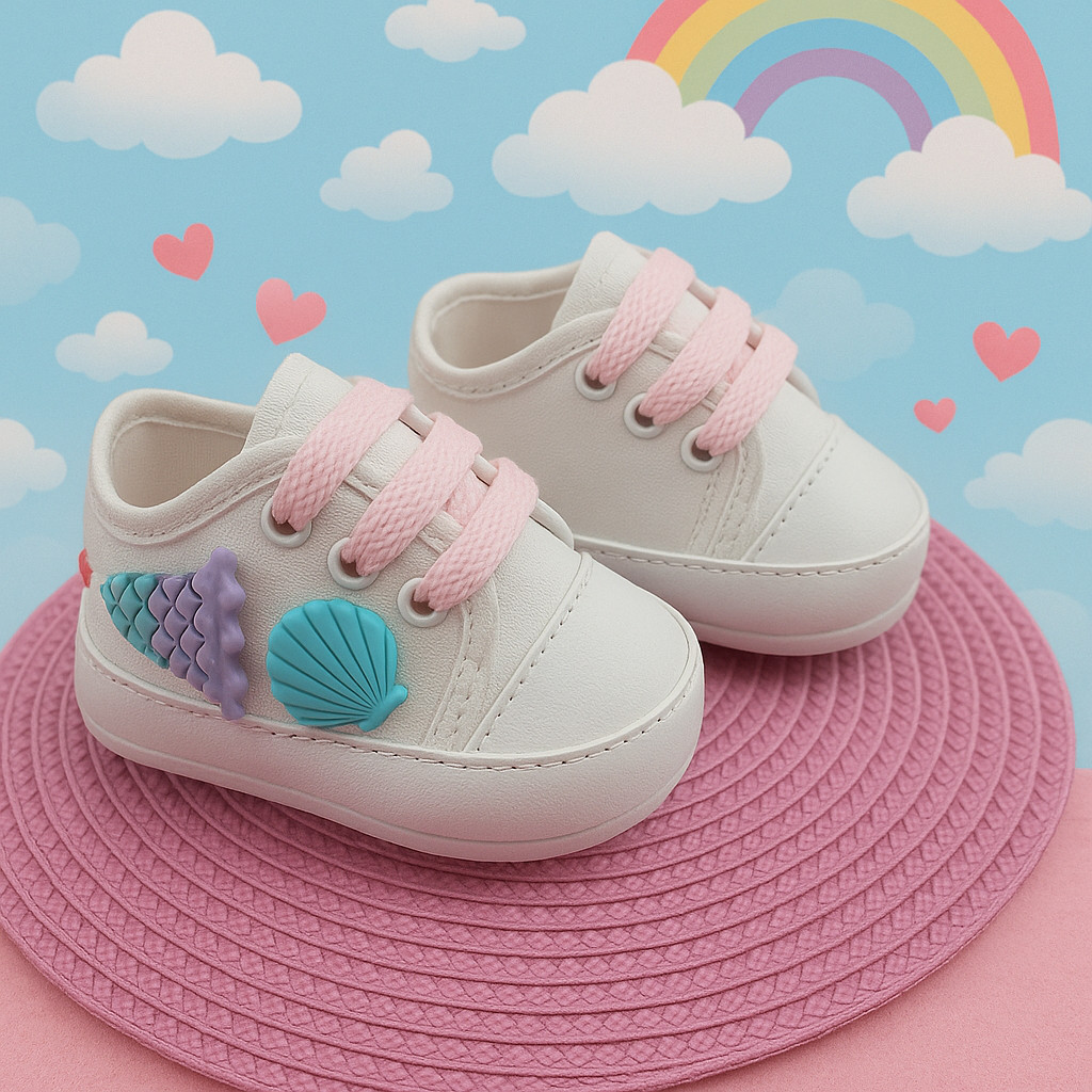 Sapatos de Bebê Recém-Nascidos Tênis Sola Macia Multicolorida Passeio Casuais Meninas
