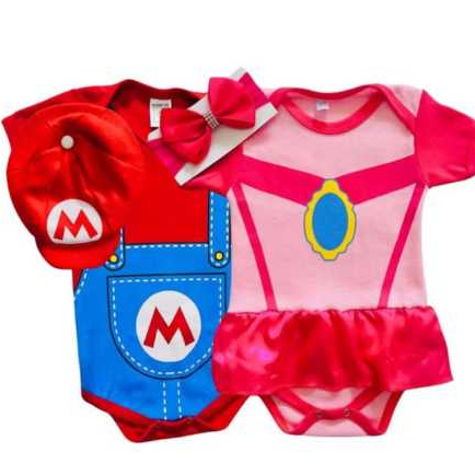 Kit Body SUPER MARIO BROSS +BOINA + TENIS infantil personagens mesversario Temático Fantasia