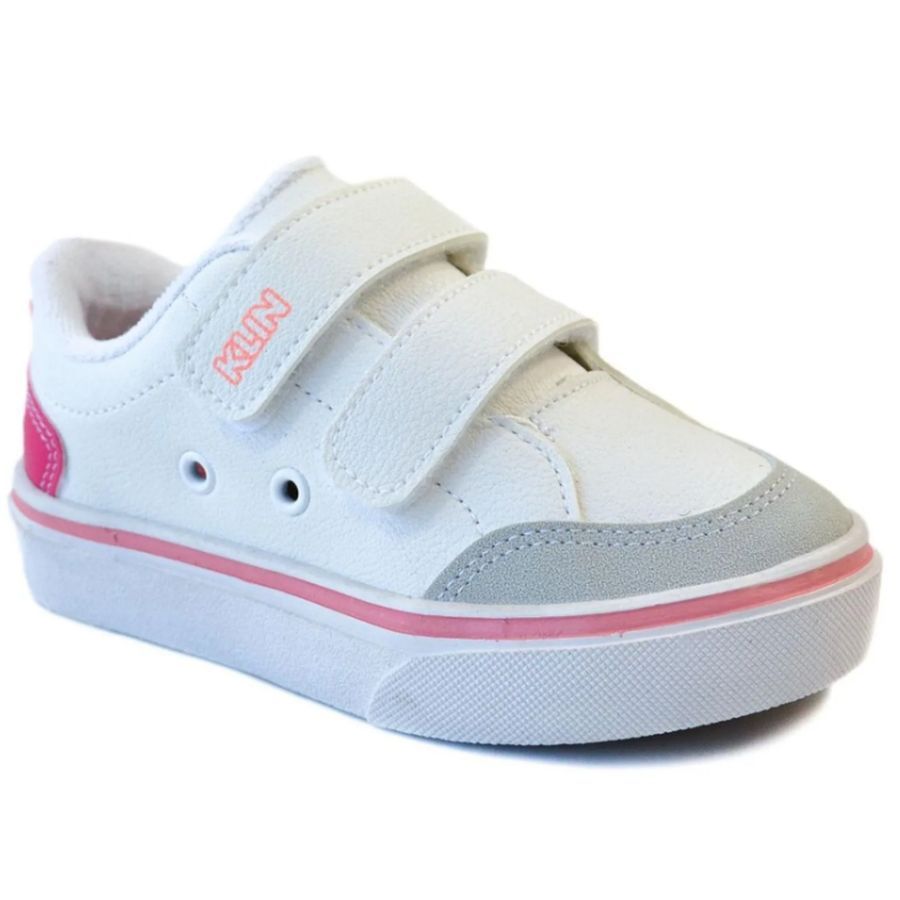 Tênis Infantil KLIN Freestyle Menina Branco/Rosa Velcro Anatômico