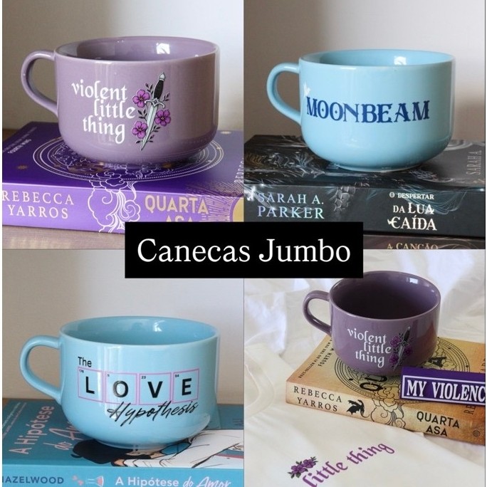 Canecas Jumbo: Violent Little Thing (Quarta Asa) / Love Hypothesis (Hipotese do Amor) / Moonbeam (Despertar da Lua Caíd