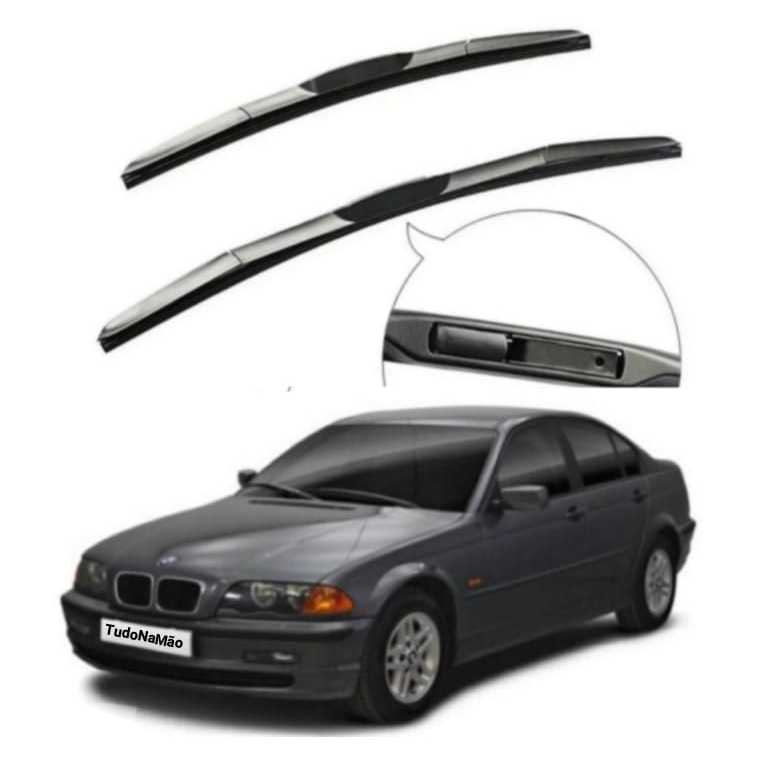 Par Palhetas Kit Limpador de Parabrisa Silicone Fibra Encaixe Original BMW SERIE 3 1998 AO 2001