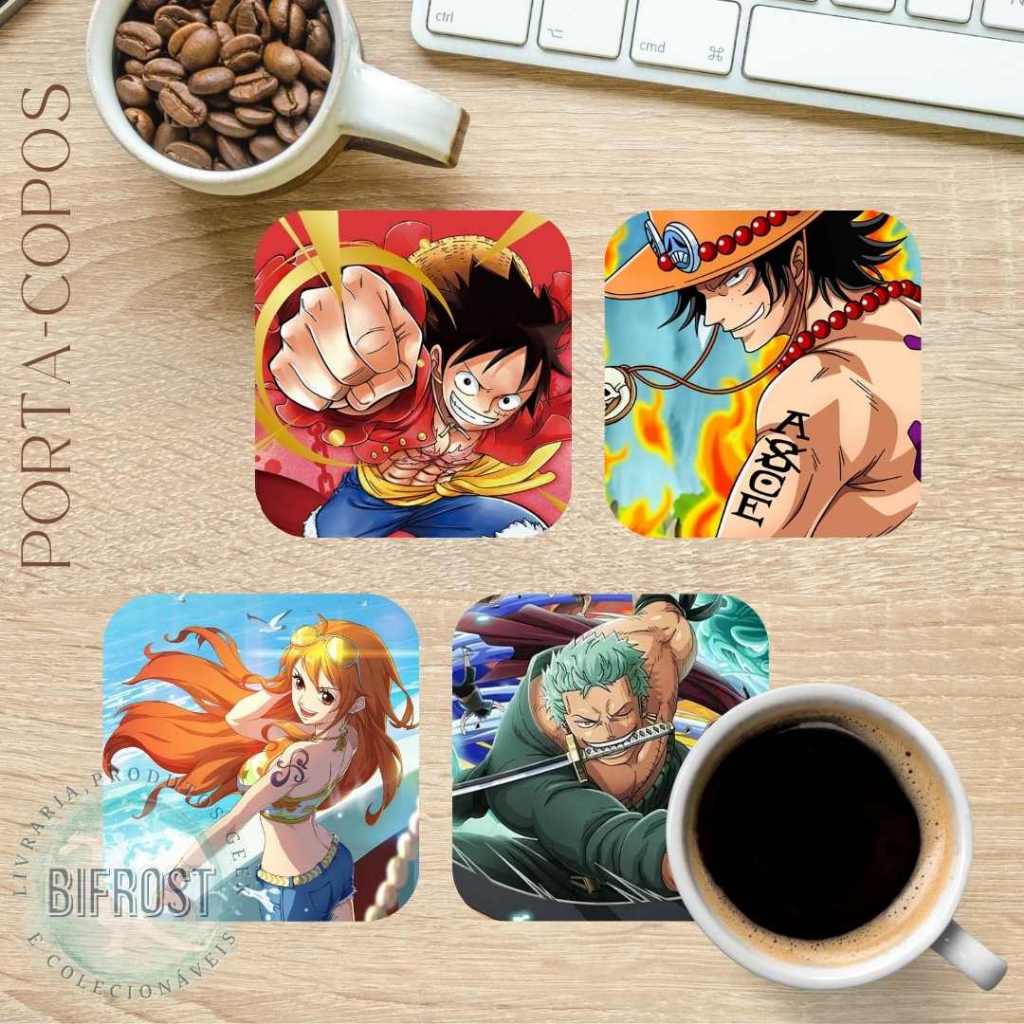 Jogo porta Copos One Piece Bando Luffy, Zoro lindo presente Geek festas Otaku