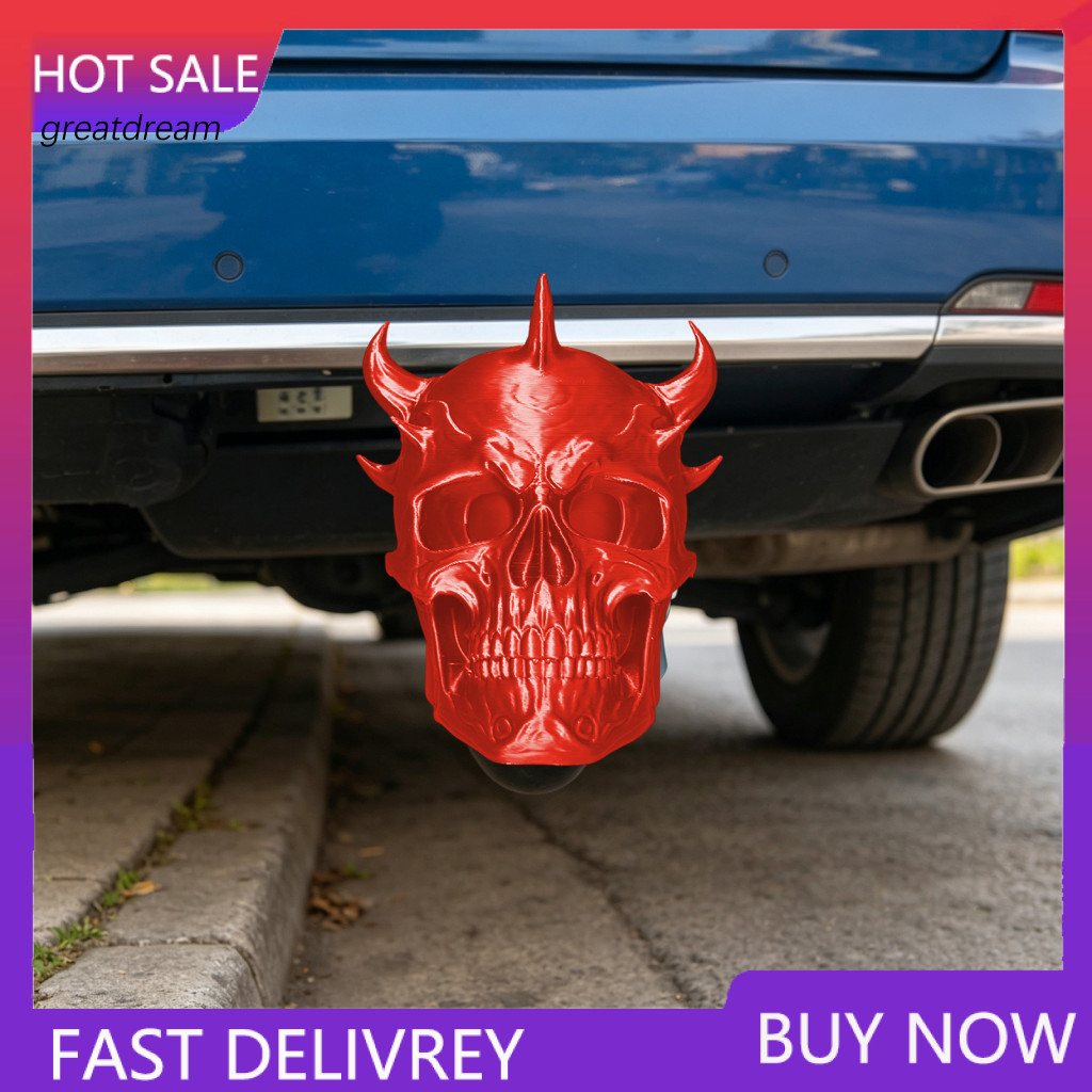 Outdoor Tow Bar Cover Trailer Dust Heavy-duty Matte Black Horned Demon Skull 3d Printed One-piece Molded Cap for Truck a