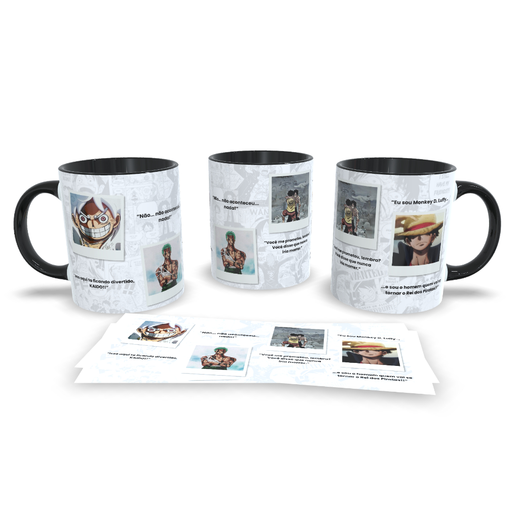 Caneca One Piece Luffy Zoro Anime Geek / Caneca Branca e Colorida