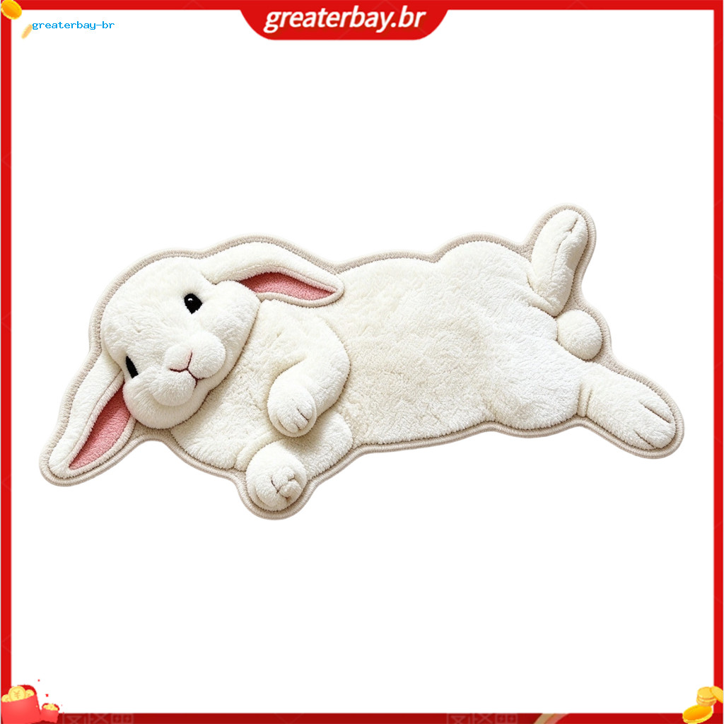 Plush Bunny Area Rug – Soft Cute Rabbit Bathroom Mat Non-slip Absorbent Decorative Carpet for Room Bedroom Entrance Co