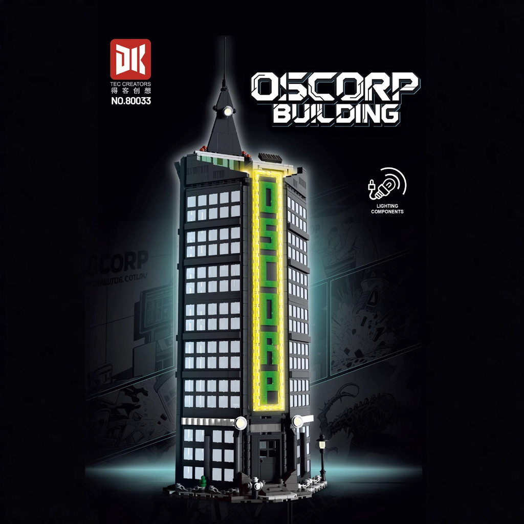 Venda Quente-DK80033 Conjunto De Blocos De Construção Black Tower City Com Modelo LED Light Street View