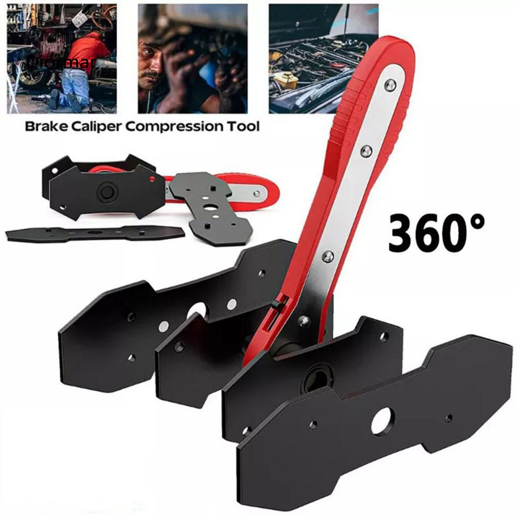 Anti-slip Rubber Handle Brake Tool Caliper Compression with Ratchet Plates Disc Piston Press Kit Includes Hangers – Ea