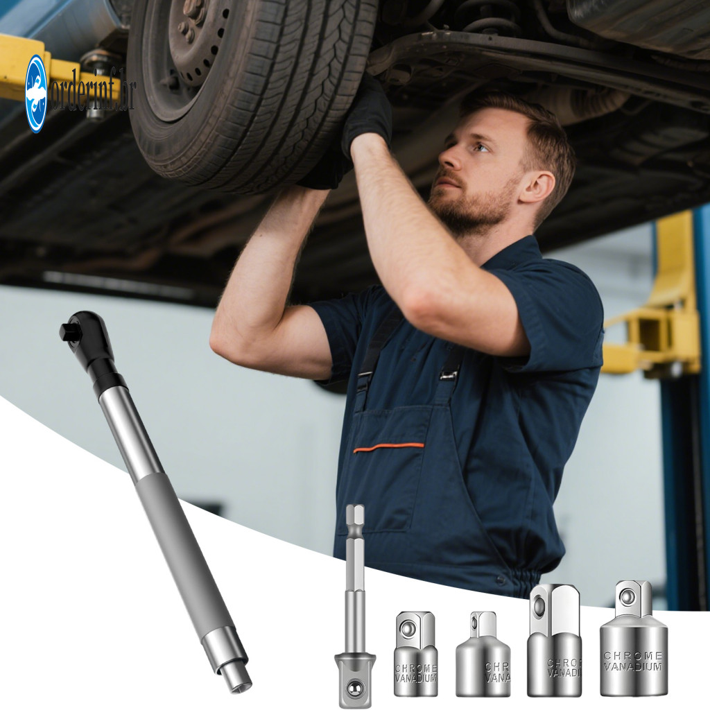 Anvil Torque Wrench Chrome Steel High Offset Extension with Square Drive Adapters – Impact Ratchet Extender Set for Au