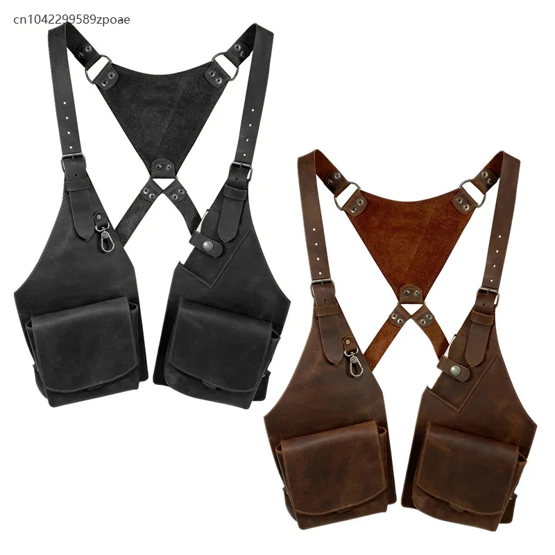 Vintage Medieval Gothic Steampunk Unisex Strap Underarm Adjustable Phone Bag Halloween Cosplay Leather Wallet Accessory Props