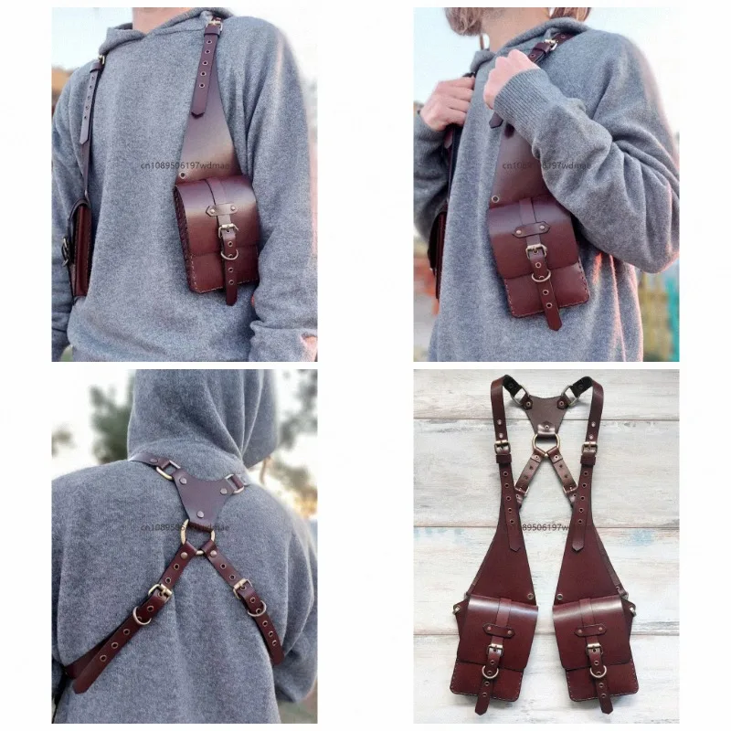 Underarm Retro Pouch Adjustable Costume Accessory Unisex Shoulder Strap Outdoor Phone Wallet Medieval Punk Backpack Cosplay Prop