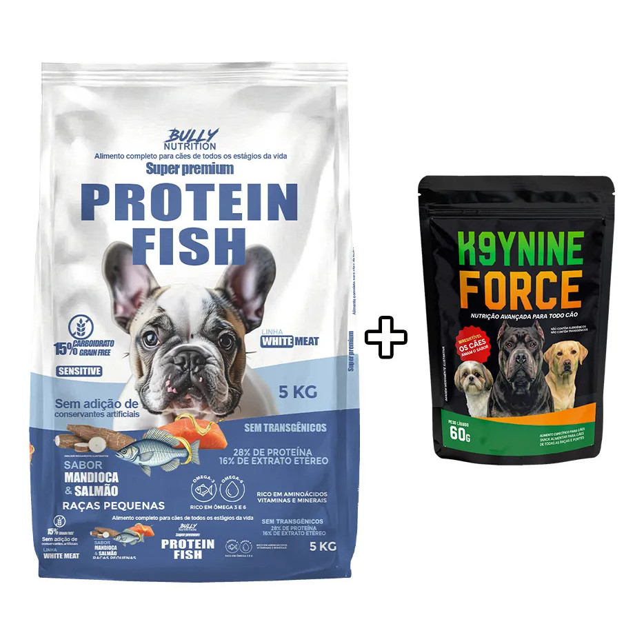 Ração Grain Free Protein Fish Raças Pequenas 5kg + Snack Moringa Dog 60g