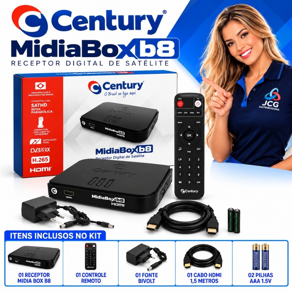Receptor Midiabox B8 Century Banda Ku 2 Portas