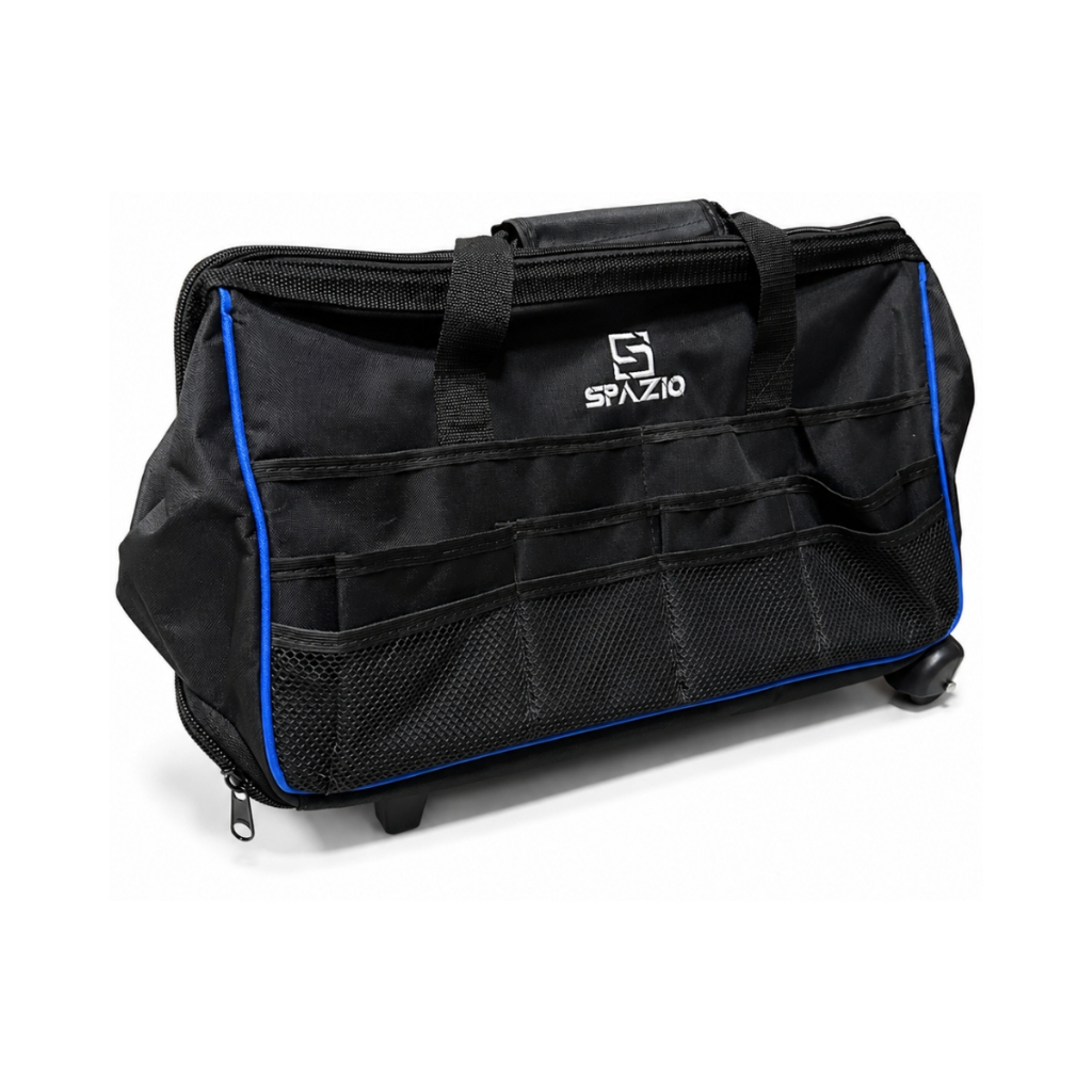 Bolsa Mala Multi Ferramentas Eletricista Mecânico 24 bolsos Alça e Rodas Preto