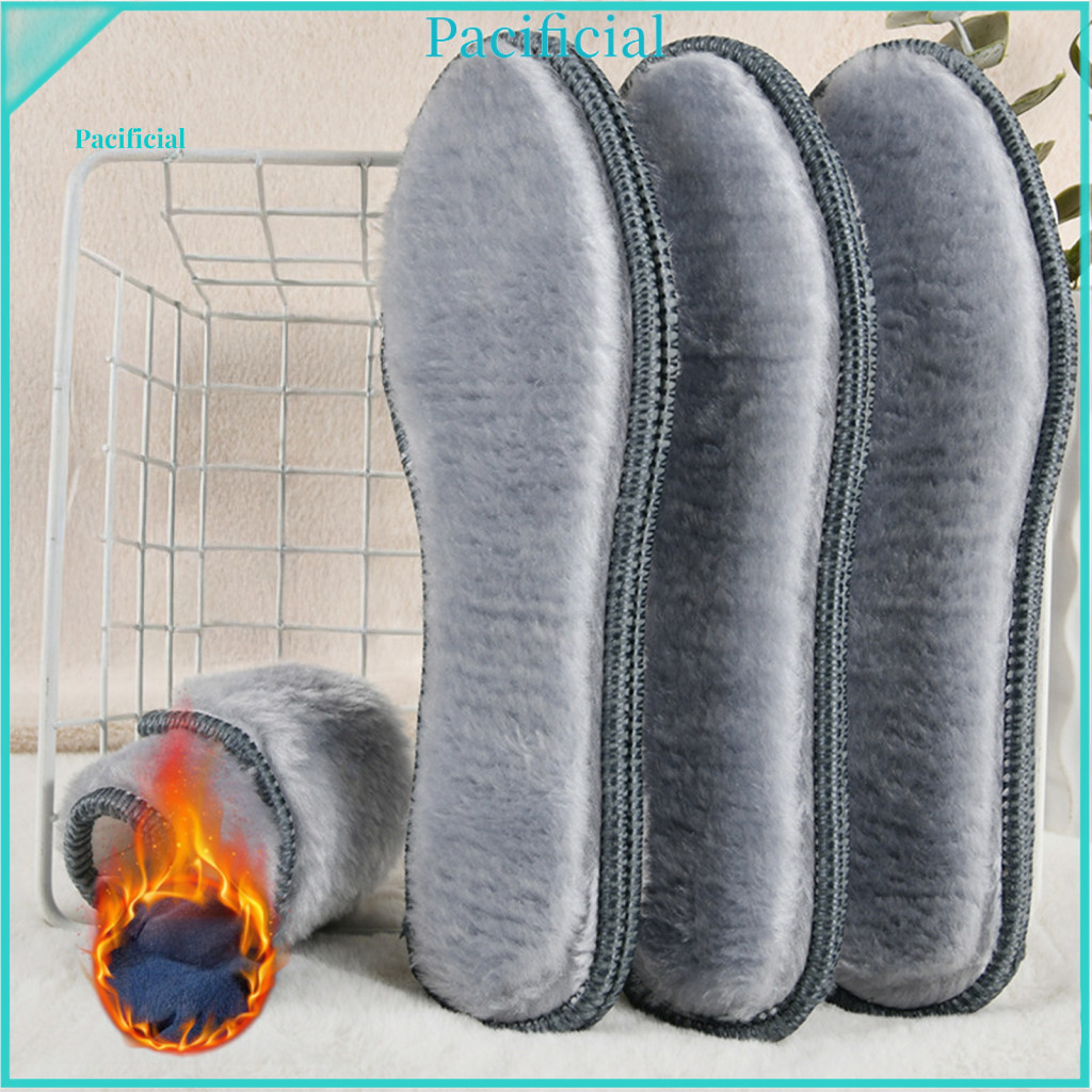 Fleece Lined Warm Shoe Inserts Thick Suede Insoles 3 Pairs Thermal Cushion Breathable Moisture Wicking Comfortable Weath