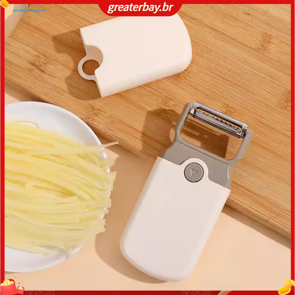 3-in-1 Stainless Steel Peeler Grater Fruit Knife – Double Head Vegetable Cutter with Safety Lock Portable Multifunctio