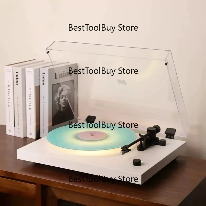 LED Light Vinyl Record Turntable Belt Drive Player with bluetooth Function Acrylic Platter for Home Audio