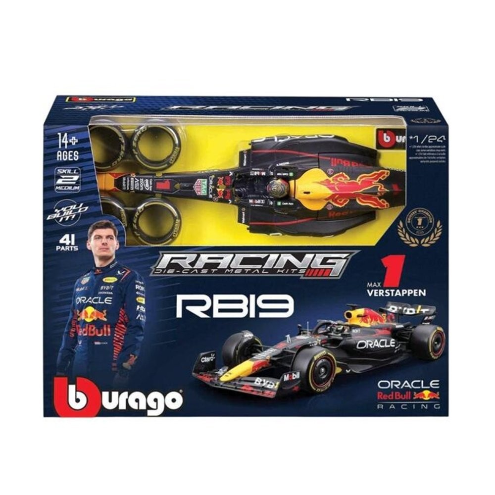 Kit de Montar Miniatura Fórmula 1 Red Bull Racing RB19 - #1 Max Verstappen - Winner Abu Dhabi GP (2023) - 1:24 - Burago