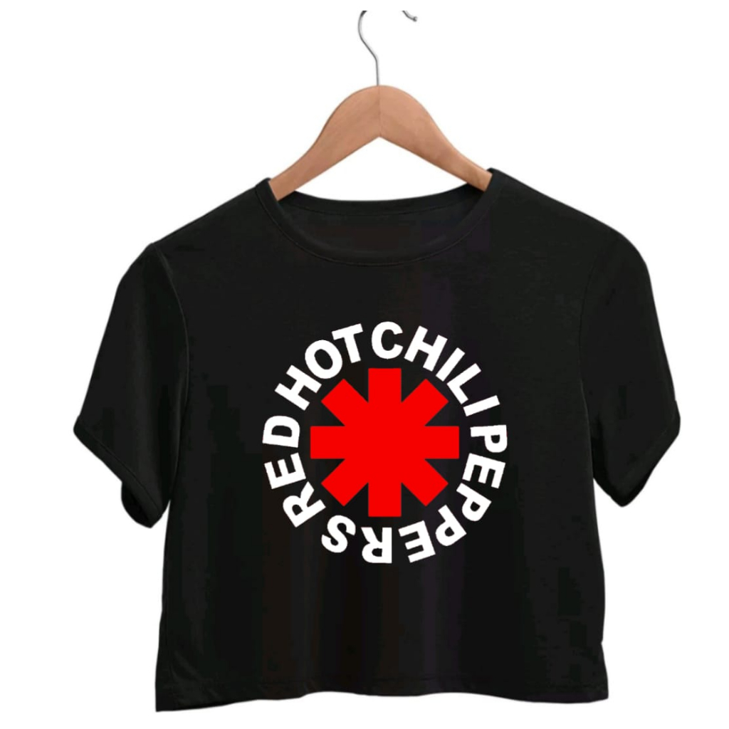 Camiseta Cropped T-shirt Red Hot Chili Peppers Rock Unissex Tour Brasil 2023