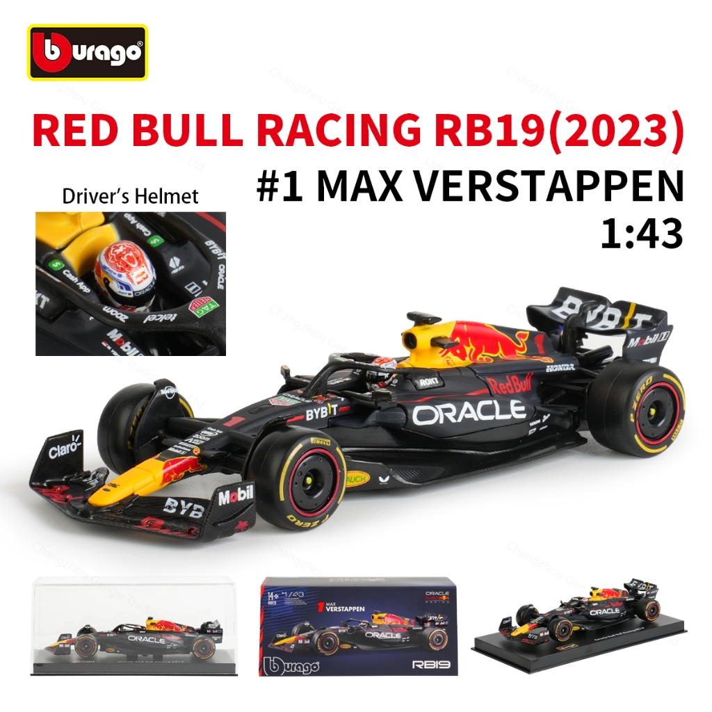 Bburago 1 : 43 Red Bull 2023 F1 Corrida RB19 Die Cast Veículos Modelo Fórmula Carro Brinquedos Acrílico Caixa