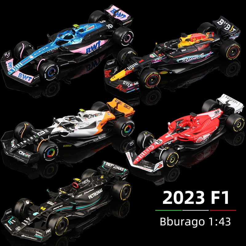 1:43 Escala Bburago 2023 Modelo de Carro de Corrida F1 RB19 W14 SF23 AMR23 Carro de Corrida de Metal Red Bull Mercedes F