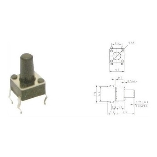 500 Peças - Chave Tactil 6x6x9,5mm 4t 180 Graus  Promoção