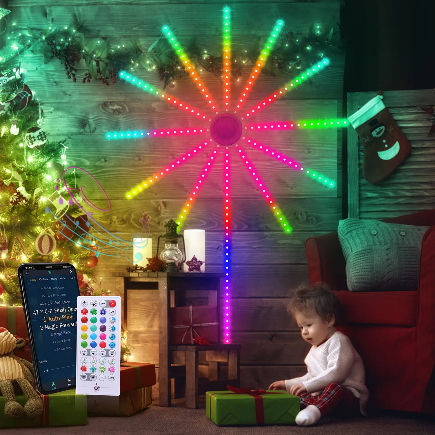 Bluetooth LED RGB Meteor Lights Remote Control for New Year Wedding Christmas Decor Dream Atmosphere Lamp 2025