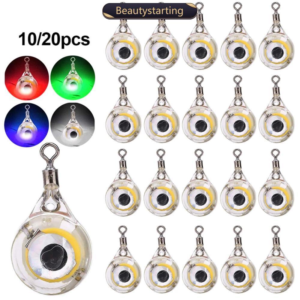 BEAUTYSTARTING 10/20Pcs Mini Isca De Pesca Luz LED Gota Profunda Subaquática Formato De Olho Lula Luminosa Para Atrair P