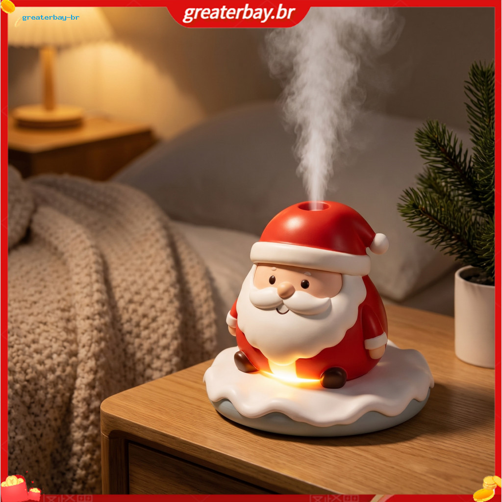 Christmas Santa Claus Mini Mist Humidifier with Led Light – Portable Resin Air Moisturizer for Car Bedroom Home Office