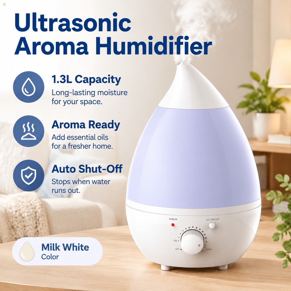 Umidificador Ultrassônico 1.3L Óleo Essencial Difusor Gota De Água Aromaterapias Mist Maker Para Home Office