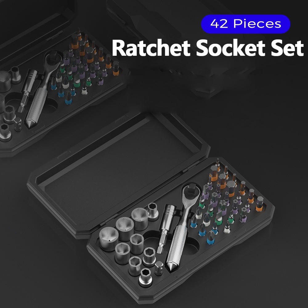 42-piece tool set - ratchet sleeve set in professional toolbox