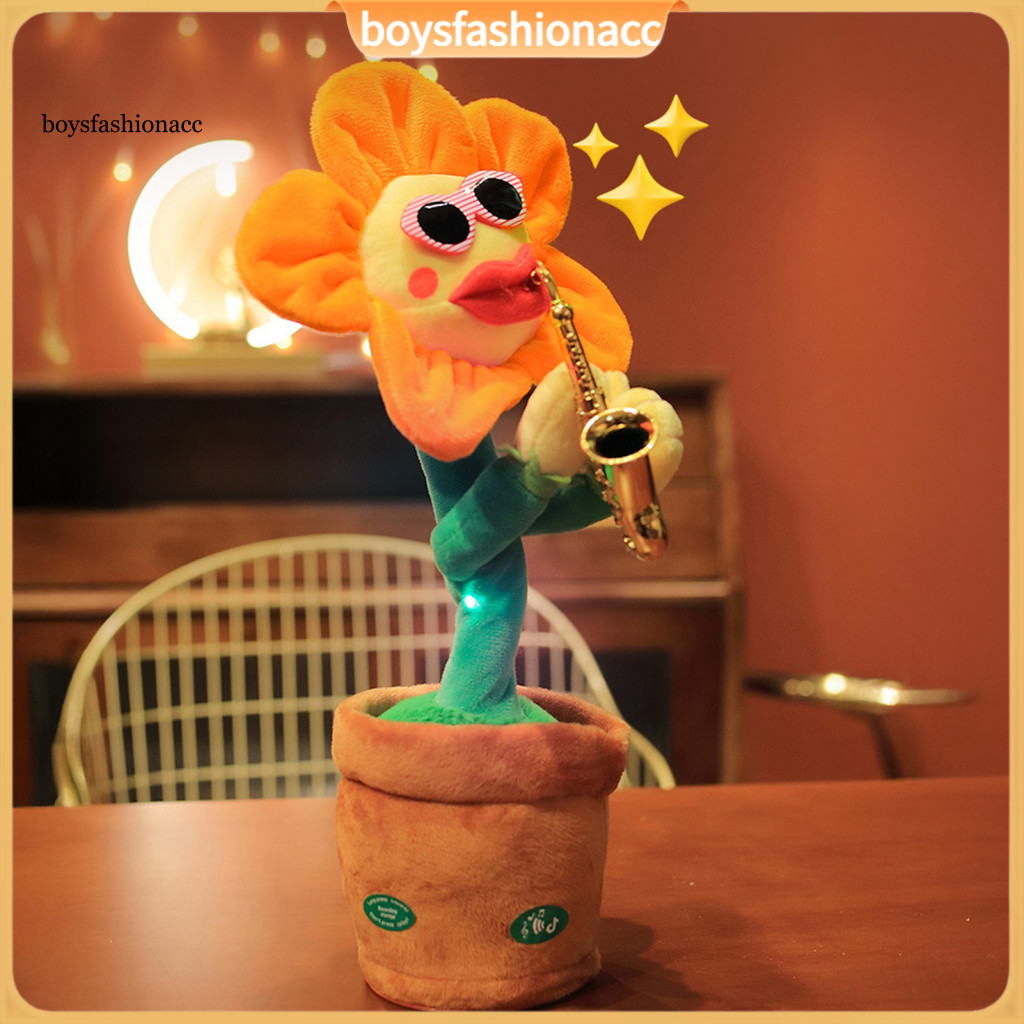 Electric Dancing Sunflower Toy Interactive Singing Recording Plush for Toddlers Educational Musical Potted Flower Fun Ta