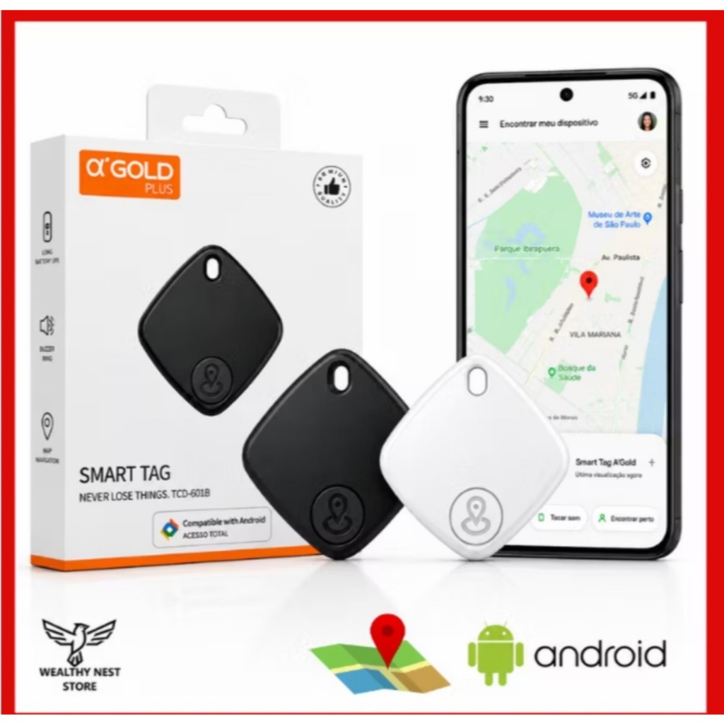 Mini Rastreador Smart Tag para dispositivos  Android GPS com google Find Hub