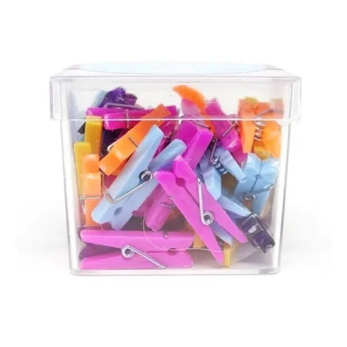 Prendedor Mini Pregador Box 50 und Colorido 2,5cm - 50 und