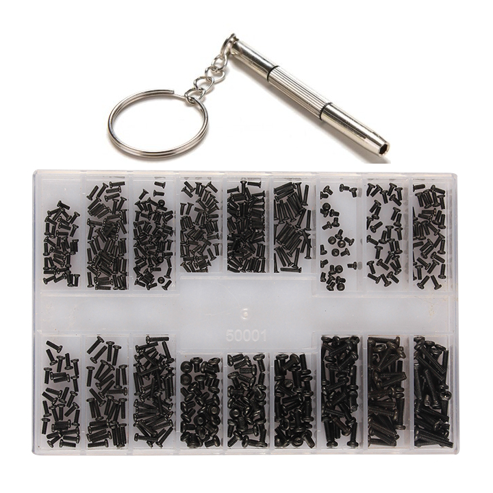 Caixa Com 500 Mini Parafuso Preto + Chave