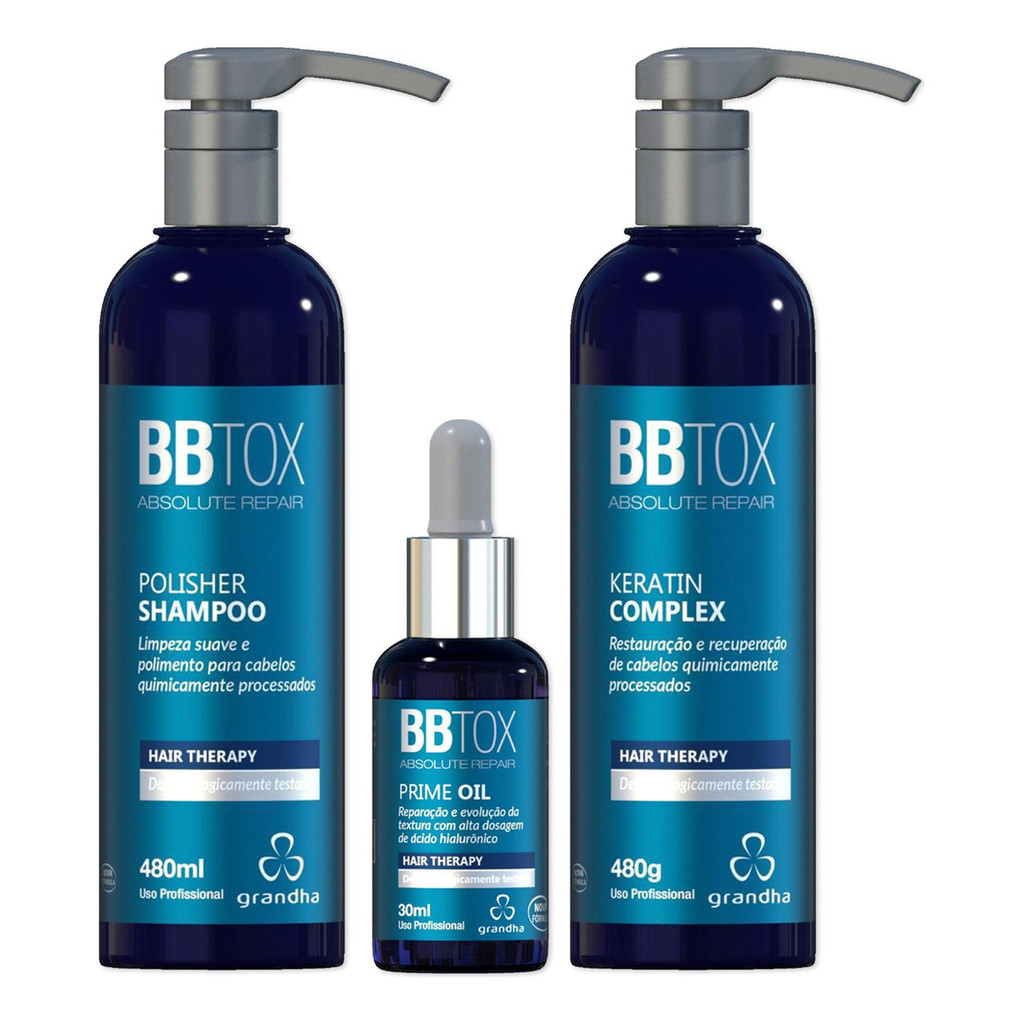 Kit Grandha Bbtox Polisher 480ml + Keratin 480g + Prime 30ml
