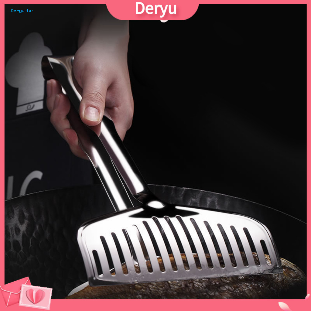 Stainless Steel Food Clip Metal Tongs for Hot Oil Fish Turner Spatula Slotted Bbq Heat Resistant Non-stick Cooking Utens