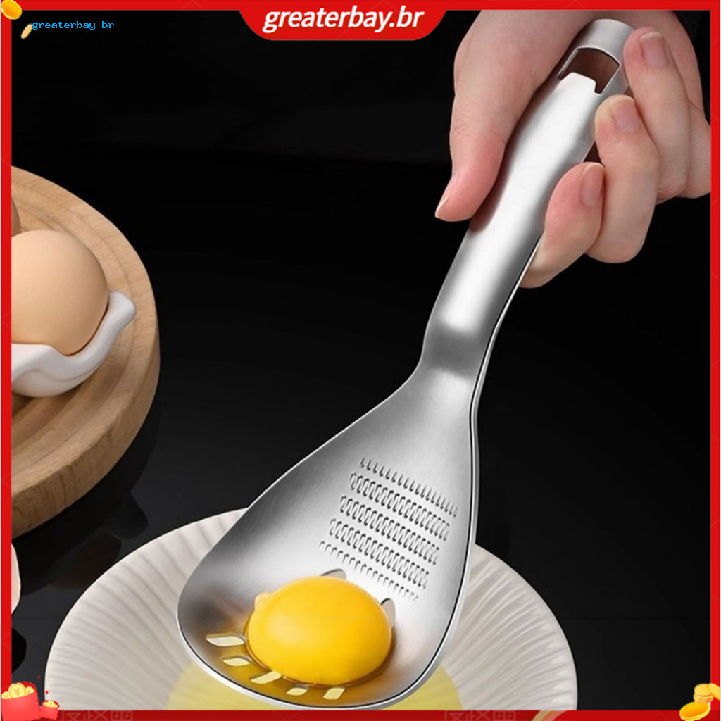 Stainless Steel Slotted Spoon with Bottle Opener Ginger Grater – Rust-proof Kitchen Tool Hanging Hole Fine Tooth Grind