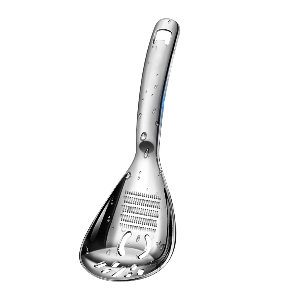 Multifunctional Stainless Steel Slotted Spoon Garlic Ginger Grinder Tool 5-in-1 Cooking Kitchen for Masher Egg for South