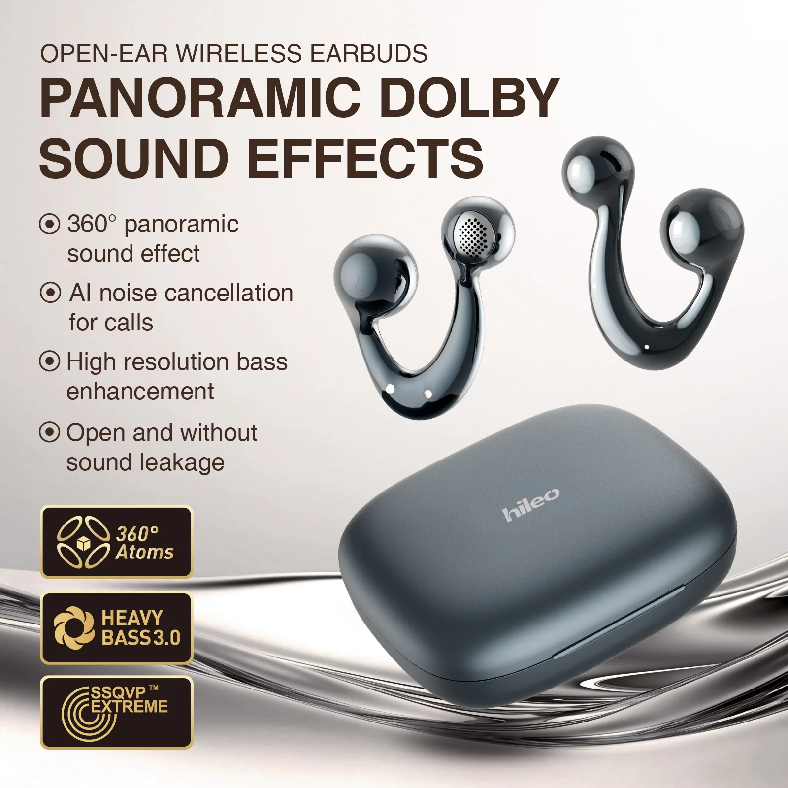 Hi83 OPEN-EAR Earphone Bluetooth V6.0 Sport Open Earbuds Headphone Voice Assistant Function Ergonomically Designed Headset