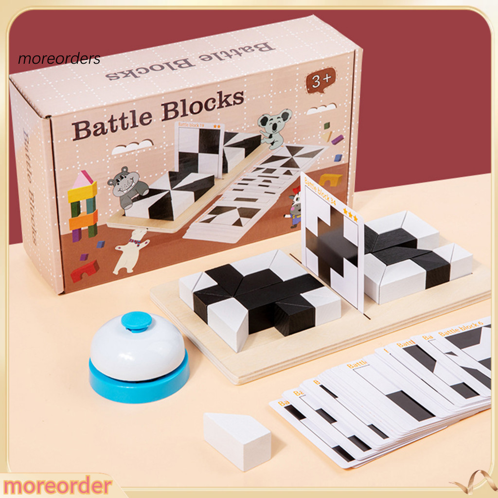 1 Set Hidden Puzzle Building Block Toy Black White Wooden Brain Teaser Board Game for Toddlers Color Shape Learning Focu
